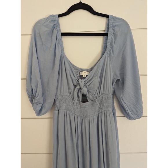 Mable Dress Womens Medium Maxi Vici Boho Puff Sleeve Flutter Light Blue - Picture 3 of 10